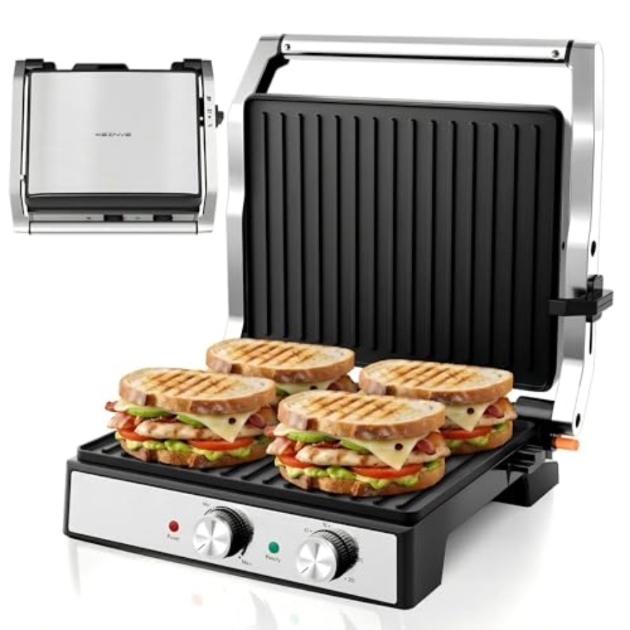 Sandwich Press Grill - Panini Press Sandwich Maker with Temp