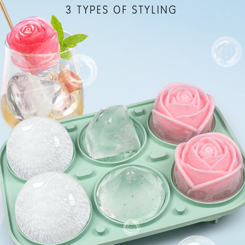 Kitchen Appliances Rack - 3D Rose Diamond Round Ice Cube
