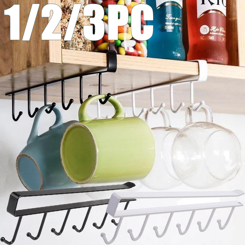 Kitchen Appliances Rack - 1/2/3PC 6 Hooks Kitchen Cabinet Storage