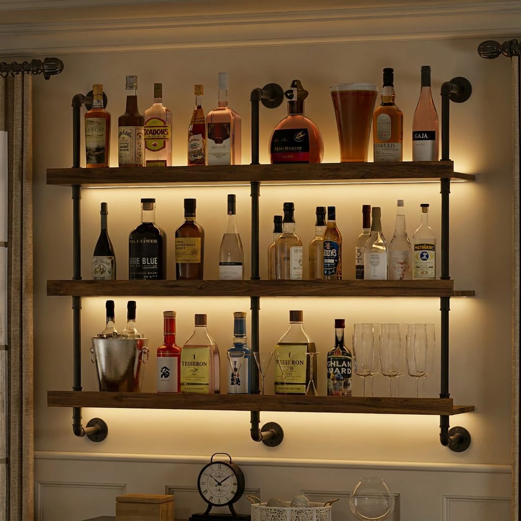 Kitchen Appliances Rack - Wall Mounted Wine Rack With LED