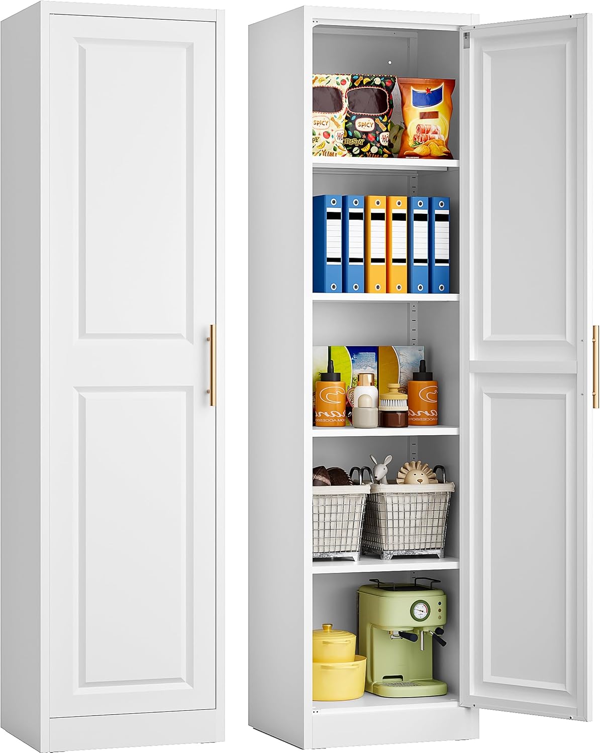 Kitchen Appliances Cabinet - Tall Narrow Storage Cabinet With One