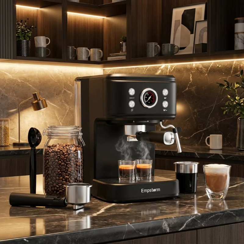 Espresso Machine Semi Auto - Semi-Auto Espresso Coffee Machine with Milk