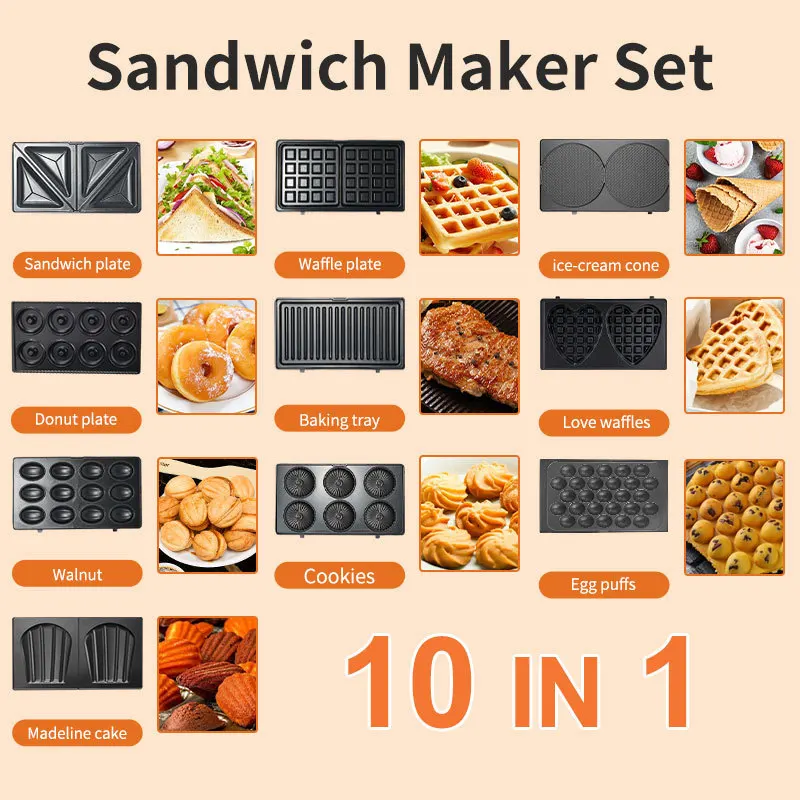 Sandwich Press Grill - 220/110V Household Appliances 10 in 1
