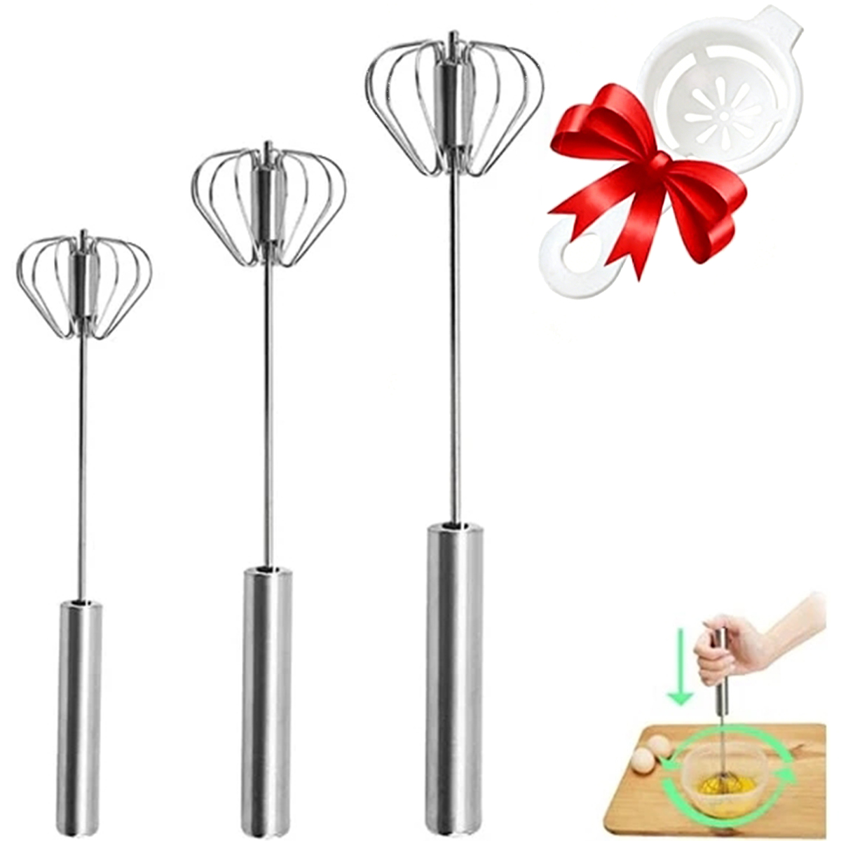Kitchen Appliances Unit - 1/3pcs Stainless Steel Egg Beater Durable
