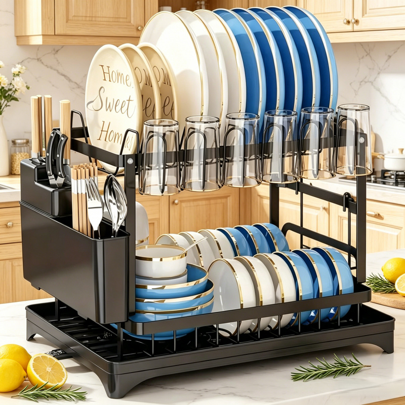 Metal 2-Tier Dish Drying Rack  - Kitchen Appliances Storage recension och pris