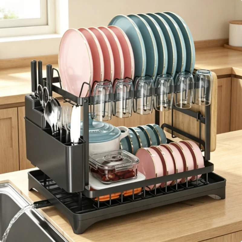 Metal 2-Tier Dish Drying Rack  - Kitchen Appliances Storage recension och pris