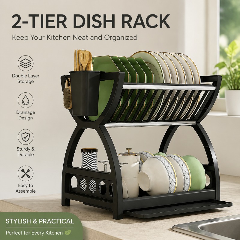 2 Tier Dish Drying Rack Kitche - Kitchen Appliances Storage recension och pris