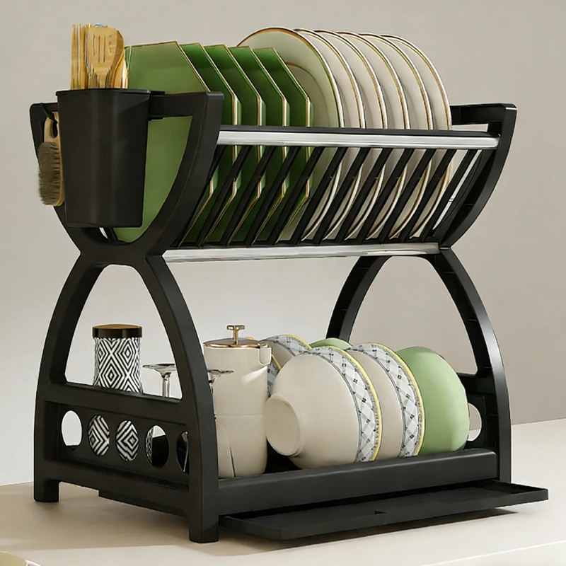 2 Tier Dish Drying Rack Kitche - Kitchen Appliances Storage recension och pris